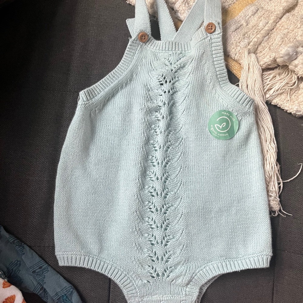 B 11    Little Planet by Carter's Knit Suspender-Style Bubble Romper